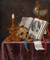 vanitas still life with book and skull